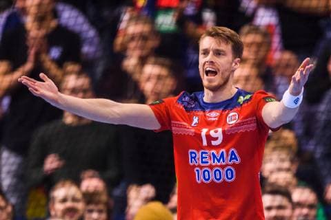 190125 Kristian Bj¿rnsen of Norway reacts during the IHF World Handball Championship match between Germany and Norway on January 25, 2019 in Hamburg. Photo: Ludvig Thunman BILDBYRN kod LT 35585 Copyright: LUDVIGxTHUNMAN BB190125LT048