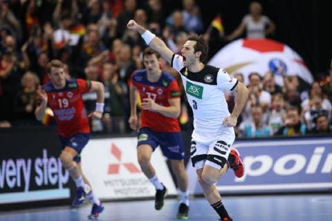 26th Mens Handball World Championship WM Weltmeisterschaft Deutschland vs Norwegen, 25.01.19 Jubel Torjubel bei Uwe Gensheimer (Deutschland, 03)