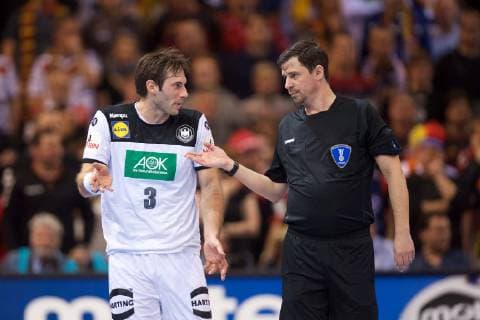 Handball Hamburg 25.01.2019 Weltmeisterschaft 2019 Weltmeisterschaften der Männer Halbfinale Deutschland (GER) - Norwegen (NOR) Schiedsrichter Uwe Gensheimer (Deutschland, No.03)