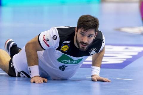 Tim Suton (Nr. 8, Deutschland) am Boden. Deutschland vs. Norwegen, Halbfinale, Handball, IHF Handball Weltmeisterschaft, 25.01.19 Hamburg Hamburg Germany Barclaycard-Arena Copyright: xAgentur54Gradx xFelixxKoenigx