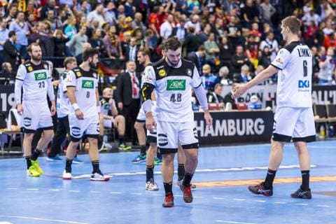 Hamburg, Deutschland 25. Januar 2019: WM 2019 Männer - Halbfinale - Deutschland vs. Norwegen Jannik Kohlbacher (Deutschland Rhein-Neckar Loewen) unzufrieden enttäuscht enttaeuscht niedergeschlagen frustriert, Hamburg Barclaycard Arena Deutschland