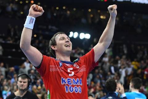 Handball-WM Halbfinale Deutschland - Norwegen am 25.01.2019 in der Barclaycard Arena in Hamburg Sander Sagosen ( Norwegen ) jubelt