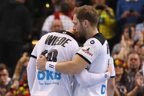 26th Mens Handball World Championship WM Weltmeisterschaft Deutschland vs Norwegen, 25.01.19 Nach dem Spiel Fabian Wiede (Deutschland, 10) und Steffen Weinhold (Deutschland, 17)