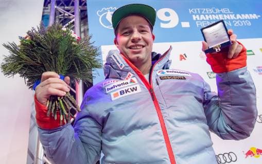 25.01.2019, Streif, Kitzbuehel, AUT, FIS Weltcup Ski Alpin, Abfahrt, Herren, Siegerehrung, im Bild Beat Feuz (SUI, 2. Platz) second placed Beat Feuz of Switzerland during the winner Ceremony for the men s Downhill of FIS Ski Alpine World Cup at the Streif in Kitzbuehel, Austria on 2019 01 25. Kitzbuehel