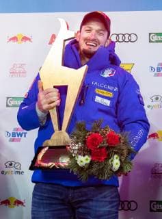 25.01.2019, Streif, Kitzbuehel, AUT, FIS Weltcup Ski Alpin, Abfahrt, Herren, Siegerehrung, im Bild Dominik Paris (ITA, 1. Platz) race winner Dominik Paris of Italy during the winner Ceremony for the men s Downhill of FIS Ski Alpine World Cup at the Streif in Kitzbuehel, Austria on 2019 01 25. Kitzbuehel