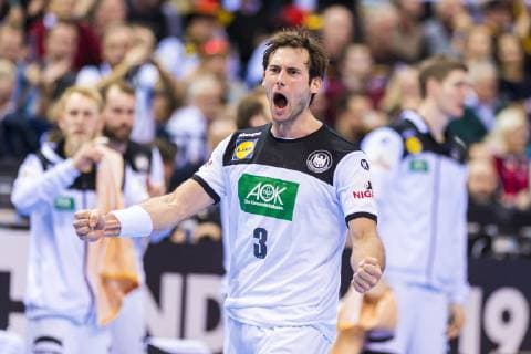 Hamburg, Deutschland 25. Januar 2019: WM 2019 Männer - Halbfinale - Deutschland vs. Norwegen Uwe Gensheimer (Deutschland Paris St Germain) Jubel Freude Emotion Hamburg Barclaycard Arena Deutschland