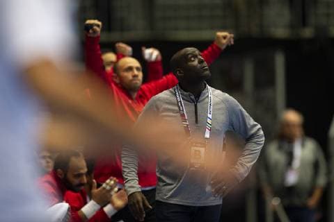 Handball, WM, Spiel um Platz 7, Spanien - Ägypten Coach David Davis of Egypt during the men s IHF Handball World Championship WM Weltmeisterschaft placement match 7-8 between Spain and Egypt in Herning, Denmark, Saturday, Jan. 26, 2019.. , Herning Denmark Copyright: BoxAmstrup BoxAmstrupx COP105 spdk20190126-180925-L