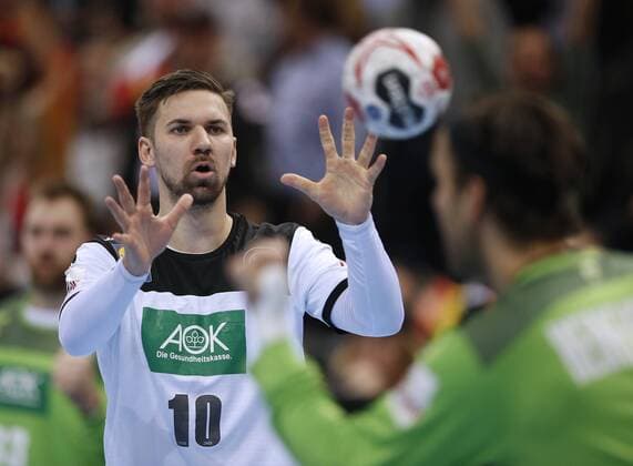 Hamburg, Deutschland, Hallenhandball - WM in Hamburg Halbfinale Deutschland : Norwegen am 25. 01. 2019 in der Barclaycard Arena in Hamburg Fabian WIEDE (GER 10)