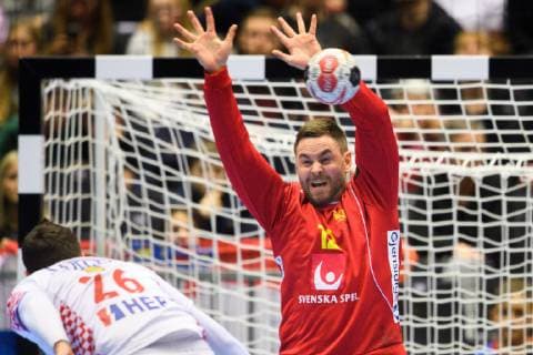 Handball, WM, Spiel um Platz 5, Kroatien - Schweden 190126 goalkeeper Andreas Palicka of Sweden during the IHF World Handball Championship placement match between Croatia and Sweden on January 26, 2019 in Herning. Photo: Ludvig Thunman BILDBYRN kod LT 35586 Copyright: LUDVIGxTHUNMAN BB190126LT039