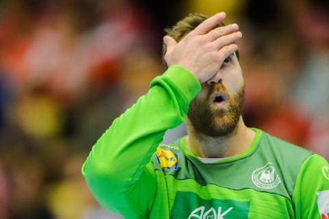 190127 Goalkeeper Andreas Wolff of Germany looks dejected during the IHF World Handball Championship bronze medal game between Germany and France on January 27, 2019 in Herning. Photo: Ludvig Thunman BILDBYRN kod LT 35587 Copyright: LUDVIGxTHUNMAN BB190127LT031