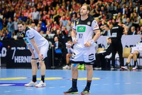 190127 Steffen Weinhold and Hendrik Pekeler of Germany looks dejected during the IHF World Handball Championship bronze medal game between Germany and France on January 27, 2019 in Herning. Photo: Ludvig Thunman BILDBYRN kod LT 35587 Copyright: LUDVIGxTHUNMAN BB190127LT040
