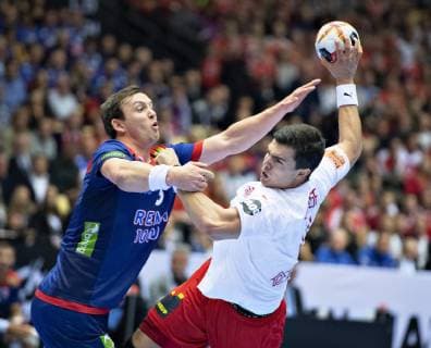 Sander Sagosen of Norway mod Rasmus Lauge of Denmark during the men s IHF Handball World Championship WM Weltmeisterschaft gold medal match between Denmark and Norway in Herning, Denmark, Sunday, Jan. 27, 2019.. , Herning Jylland Denmark Copyright: HenningxBagger HenningxBaggerx COP102 spdk20190127-173724-L