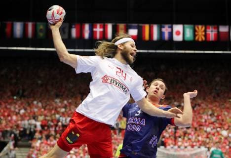 Mikkel Hansen, Sander Sagosen Aktion Spielszene Zweikampf Handball Weltmeisterschaft WM Herren Finale Saison 2018 2019 27.01.2019 Norwegen NOR vs. Dänemark DEN