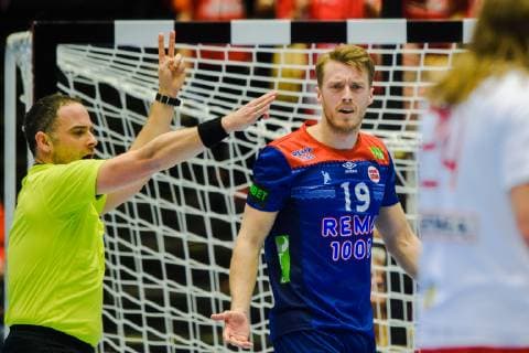 190127 Kristian Bj¿rnsen of Norway looks dejected during the IHF World Handball Championship final between Norway and Denmark on January 27, 2019 in Herning. Photo: Ludvig Thunman BILDBYRN kod LT 35588 Copyright: LUDVIGxTHUNMAN BB190127LT075