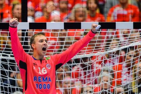 190127 Goalkeeper Espen Christensen of Norway celebrates during the IHF World Handball Championship final between Norway and Denmark on January 27, 2019 in Herning. Photo: Ludvig Thunman BILDBYRN kod LT 35588 Copyright: LUDVIGxTHUNMAN BB190127LT089