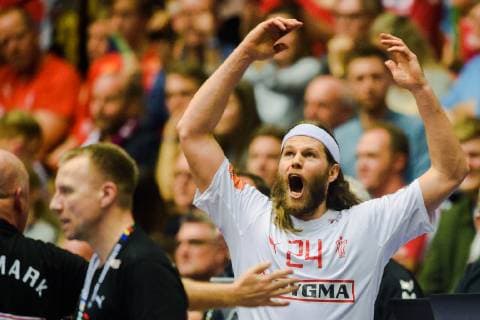 190127 Mikkel Hansen of Denmark celebrates during the IHF World Handball Championship final between Norway and Denmark on January 27, 2019 in Herning. Photo: Ludvig Thunman BILDBYRN kod LT 35588 Copyright: LUDVIGxTHUNMAN BB190127LT114