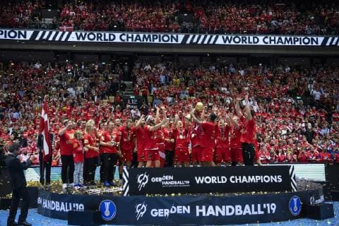 Denmark celebrate the gold after the men s IHF Handball World Championship WM Weltmeisterschaft final match between Denmark and Norway in Herning, Denmark on Sunday, Jan. 27, 2019. , Herning Denmark Copyright: BoxAmstrup BoxAmstrupx COP102 spdk20190127-195655-L