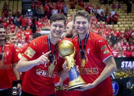 Niklas Landin and Magnus Landin of Denmark after the men s IHF Handball World Championship WM Weltmeisterschaft finale between Denmark-Norway in Herning , Denmark on Sunday, Jan. 27, 2019.. , Herning Denmark Copyright: Scanpix LiselottexSabroex COP102 spdk20190127-200345-L