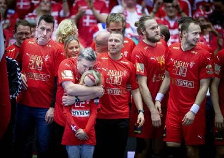 Michael Bruun, Head coach Nikolaj Jacobsen, danish ass. coach Henrik Kronborg, Henrik Moellgaard, Henrik Toft Hansen after the men s IHF Handball World Championship WM Weltmeisterschaft finale between Denmark-Norway in Herning , Denmark on Sunday, Jan. 27, 2019.. , Herning Denmark Copyright: Scanpix LiselottexSabroex COP102 spdk20190127-201320-L