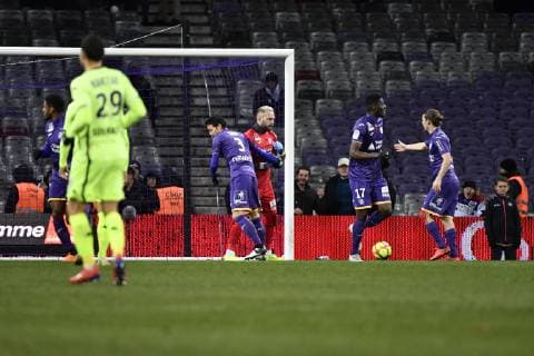 Penalty et arret de Baptiste Reynet (tfc) FOOTBALL : Toulouse vs Angers - 22eme Journee de L1 - Toulouse - 27 01 2019 ThierryBreton Panoramic 
