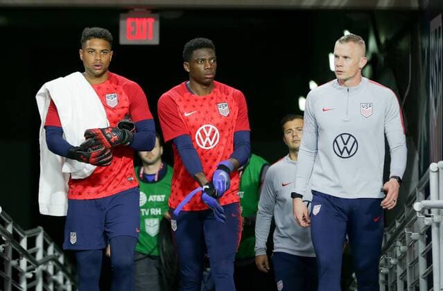 January 27, 2019 - Glendale, AZ, USA - Glendale, AZ - Sunday January 27, 2019: The men s national teams of the United States (USA) and Panama (PAN) play in an International Friendly Länderspiel game at State Farm Stadium. Zack Steffen, Sean Johnson, Terry Boss - ZUMAt139 20190127_zaa_t139_288 Copyright: xJohnxDortonx