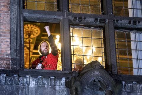 Handball, Weltmeister Dänemark wird in Kopenhagen gefeiert Det danske herrelandshold der vandt guld i VM i haandbold hyldes paa Koebenhavns Raadhusplads, mandag den 28. januar 2019. , Copenhagen Copyright: BAX BaxxLindhardtx COP107 spdk20190128-183040-L