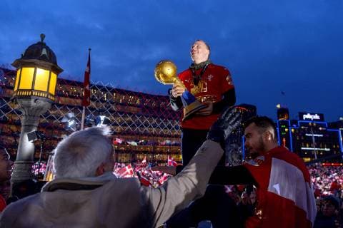 Handball, Weltmeister Dänemark wird in Kopenhagen gefeiert Det danske herrelandshold der vandt guld i VM i haandbold hyldes paa Koebenhavns Raadhusplads, mandag den 28. januar 2019. , Copenhagen Copyright: BAX BaxxLindhardtx COP107 spdk20190128-185538-L