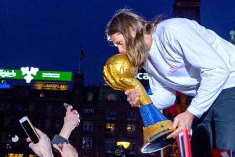 Handball, Weltmeister Dänemark wird in Kopenhagen gefeiert Det danske herrelandshold der vandt guld i VM i haandbold hyldes paa Koebenhavns Raadhusplads, mandag den 28. januar 2019. , Copenhagen Copyright: BAX BaxxLindhardtx COP107 spdk20190128-190237-L