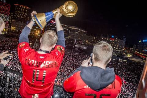 Handball, Weltmeister Dänemark wird in Kopenhagen gefeiert Det danske herrelandshold der vandt guld i VM i haandbold hyldes paa Koebenhavns Raadhusplads, mandag den 28. januar 2019.. , Copenhagen Denmark Copyright: RitzauxScanpix MadsxClausxRasmussenx COP107 spdk20190128-191419-L