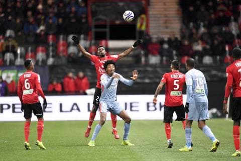 43 Khephren THURAM ULIEN (mona) - 25 Cheick TRAORE (eag) FOOTBALL : Guingamp vs Monaco - Coupe de la Ligue BKT - 29 01 2019 AnthonyBIBARD FEP Panoramic 
