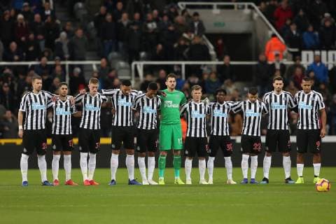 January 29, 2019 - Newcastle Upon Tyne, Tyne and Wear, United Kingdom - Newcastle United observes a minutes silence for Cardiff City s Sala before the Premier League match between Newcastle United and Manchester City at St. James s Park, Newcastle on Tuesday 29th January 2019. Newcastle United v Manchester City - Premier League  - ZUMAn230 20190129_zaa_n230_641 Copyright: xMixNewsx
