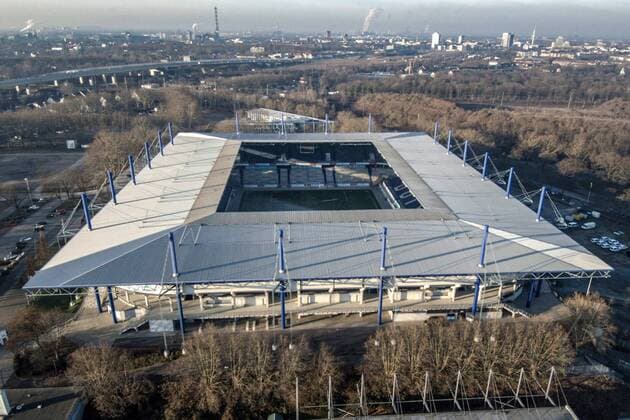 Blick von oben auf die Schauinsland Reisen - Arena bei Schauinsland Reisen - Arena, THEMENBILD Sportstaetten von oben, 21.01.2019 Schauinsland Reisen - Arena, THEMENBILD Sportstaetten von oben, 21.01.2019 Duisburg Copyright: xEIBNER MarioxHommesx EP_MHS