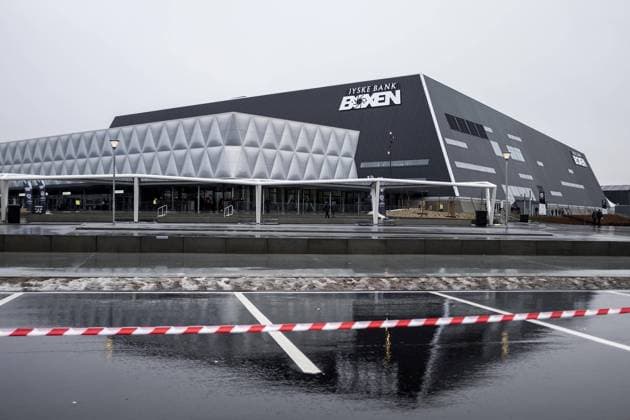 Jyske Bank Boxen, Halle, Multifunktionshalle, Aussenansicht, Spiel um Platz 3., Deutschland (GER) - Frankreich (FRA) 25:26, am 27.01.2019 in Herning Daenemark Handball Weltmeisterschaft 2019, vom 10.01. - 27.01.2019 in Deutschland Daenemark.