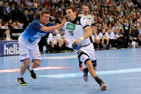 Stuttgart, Germany 01.02.2019, All Star Game 2019 - Handball, Nikola Bilyk (Allstar) und Kai Haefner (GER) im Zweikampf ( DeFodi541