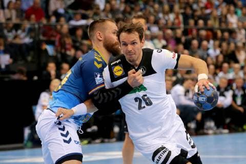 Stuttgart, Germany 01.02.2019, All Star Game 2019 - Handball, Kai Haefner (GER) im Zweikampf ( DeFodi541