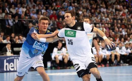 DKB Handball Bundesliga All Star Game 2019 Deutschland, Stuttgart, 01.02.2019, Handball, DKB Handball Bundesliga All Star Game 2019, Deutsche Handball Nationalmannschaft - Weltauswahl der DBK HBL: v.l. Nikola Bilyk, Kai Häfner.