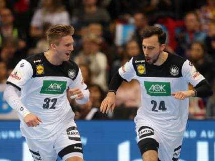 Stuttgart, Germany 01.02.2019, All Star Game 2019 - Handball, jh32 und Patrick Groetzki (GER) Jubeln ( DeFodi541