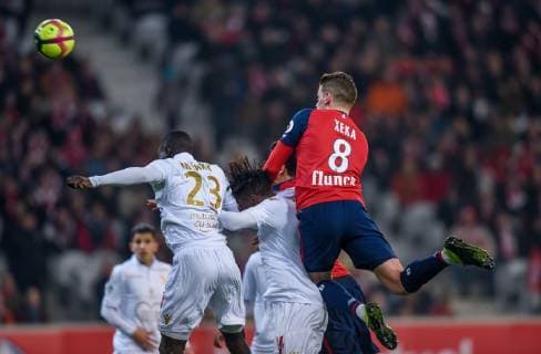 Xeka ( LOSC ) - Malang Sarr ( Nice ) FOOTBALL : Lille OSC vs OGC Nice - Ligue 1 - Lille - 01 02 2019 FedericoPestellini Panoramic 