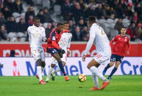 Nicolas Pepe ( LOSC ) - Malang Sarr ( Nice ) FOOTBALL : Lille OSC vs OGC Nice - Ligue 1 - Lille - 01 02 2019 FedericoPestellini Panoramic 