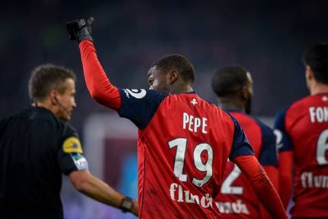 Joie de Nicolas Pepe ( LOSC ) FOOTBALL : Lille OSC vs OGC Nice - Ligue 1 - Lille - 01 02 2019 FedericoPestellini Panoramic 