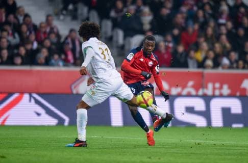 But de Nicolas Pepe ( LOSC ) FOOTBALL : Lille OSC vs OGC Nice - Ligue 1 - Lille - 01 02 2019 FedericoPestellini Panoramic 