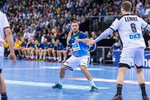 Stuttgart, Deutschland 01. Februar 2019: All Star Game 2019 - Deutschland vs. All Star Team Michael Kraus (TVB Stuttgart), Finn Lemke (Deutschland MT Melsungen) Stuttgart Porsche Arena Baden-Württemberg Deutschland