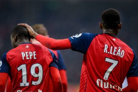 Joie de Nicolas Pepe ( LOSC ) - Rafael Alexandre Da Conceicao Leao ( LOSC ) FOOTBALL : Lille OSC vs OGC Nice - Ligue 1 - Lille - 01 02 2019 FedericoPestellini Panoramic 