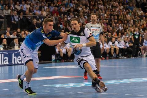 Stuttgart, Germany 01.02.2019, All Star Game 2019 - Handball, Nikola Bilyk (Allstar) und Kai Haefner (GER) im Zweikampf ( DeFodi541
