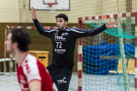 Oehringen, Deutschland 02. Februar 2019: Hohenlohe Cup 2019 - DjK Rimpar vs. TSG Friesenheim Torhueter Matej Asanin (Friesenheim) Oehringen Hohenlohehalle Baden-Württemberg Deutschland