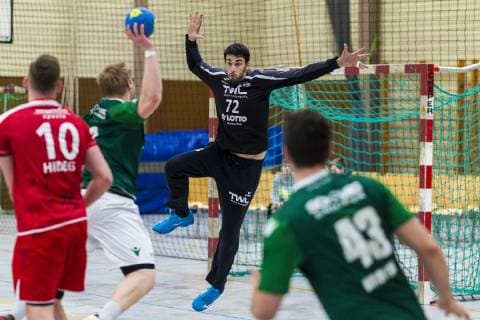 Oehringen, Deutschland 02. Februar 2019: Hohenlohe Cup 2019 - DjK Rimpar vs. TSG Friesenheim Torhueter Matej Asanin (Friesenheim) Oehringen Hohenlohehalle Baden-Württemberg Deutschland