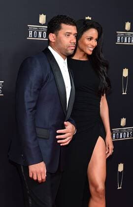 Russell Wilson of the Seattle Seahawks and Chara arrive on the red carpet at the Fox Theatre for the NFL American Football Herren USA Honors during Super Bowl LIII week in Atlanta on February 2, 2019.  SBP20190202991 DAVIDxTULIS