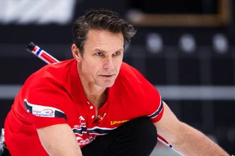 190203 Thomas Ulsrud of Norway in the mixed doubles final match between Norway and Canada during day five of the Curling World Cup tournament on February 3, 2019 in Jönköping. Photo: Mathias Bergeld BILDBYRAN Cop 200 *** 190203 Thomas Ulsrud of Norway in the mixed doubles final match between Norway and Canada during day five of the Curling World Cup tournament on February 3 2019 in Jönköping Photo Mathias Bergeld BILDBYRAN Cop 200,  Copyright: MATHIASxBERGELD BB190203MB010