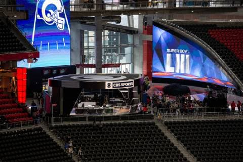 February 3, 2019 Atlanta, GA..Before the Super Bowl LIII at Mercedes-Benz Stadium in Atlanta, GA on February 3, 2019. ( ) NFL American Football Herren USA Super Bowl LIII: NEW ENGLAND PATRIOS vs LOS ANGELES RAMS FEB 3 - ZUMAc04_ 20190203_zaf_c04_075 Copyright: xJevonexMoorex