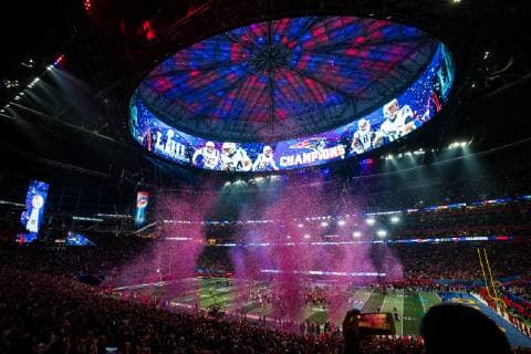The New England Patriots win Super Bowl LIII between the Los Angeles Rams and the New England Patriots at Mercedes-Benz Stadium in Atlanta, GA. CSM NFL American Football Herren USA 2019: Super Bowl LIII FEB 03 - ZUMAc04_ 20190203_zaf_c04_124 Copyright: xJacobxKupfermanx